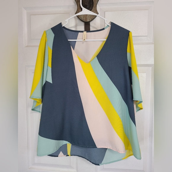 Tyeche Woman's Three Quarter Sleeve Spring Blouse, Size: Small Color: Striped - Picture 2 of 10